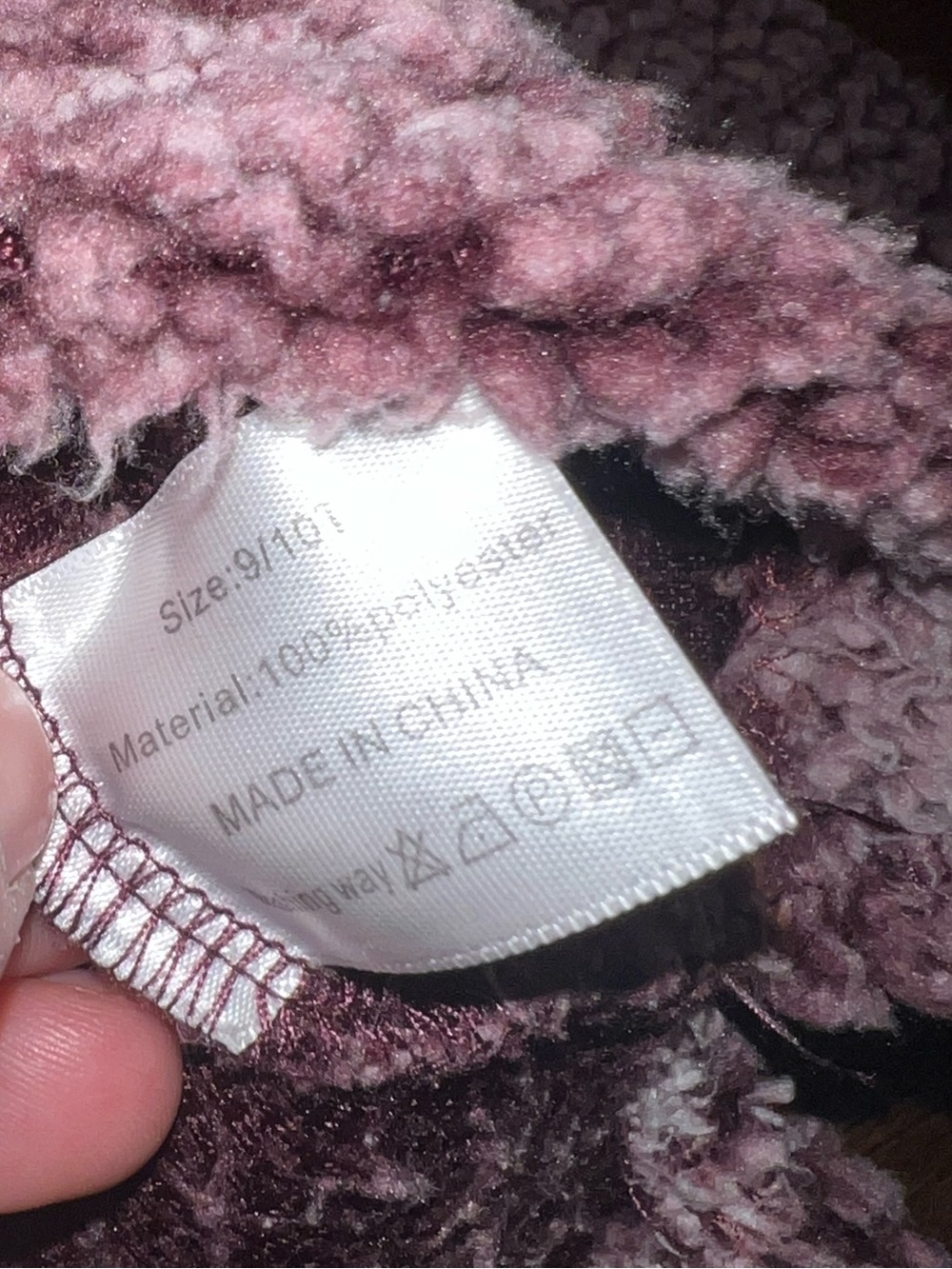 Kids Sherpa Plush Quarter-Zip Cozy Pullover - Dusty Mauve Size 9/10T - Picture 6 of 7